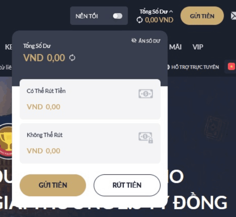 Chọn rút tiền m88